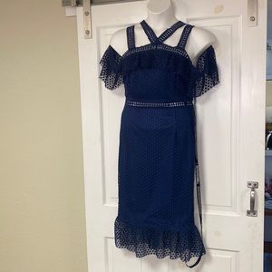 LACE OFF THE SHOULDERS MIDI DRESS- NEW WITH TAGS